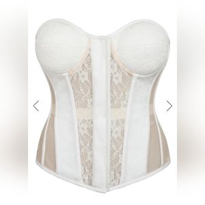 Corset Story. Steel boned corset.  Cream and off-white size 32